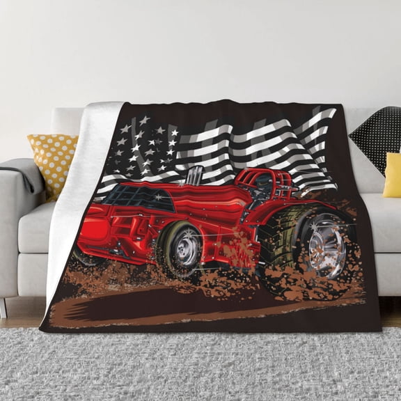 Vsdgher tractor Pattern Fleece Throw Blanket, Horizontal Fleece Bedding Home Decor for Couch & Bed All Season Use -50"x40"