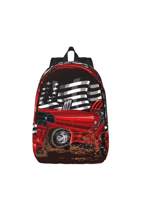 tractor Print Canvas Backpack Travel Rucksack Unisex Knapsack 15.7/17.7Inch Laptop Backpack for Work,College -Medium