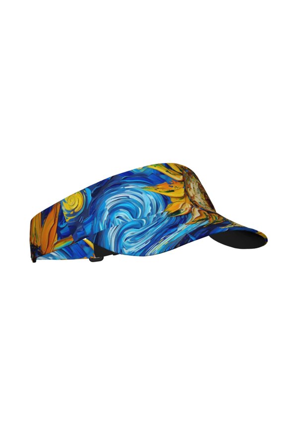 vintage Starry Sunflower Print Adult Sunscreen Visor Cap,1 Piece of Sport Sun Visor Hats Adjustable Sun Hat for Outdoor Activities Fits for Women and Men (One Size)