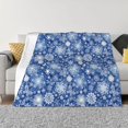 thumbnail image 1 of Vsdgher whiet Snowflake blue background Pattern Fleece Throw Blanket, Horizontal Fleece Bedding Home Decor for Couch & Bed All Season Use -80"x60", 1 of 7