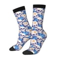 thumbnail image 1 of Vsdgher white Skull blue daisy Crew Socks for Men & Women, Breathable Casual Athletic Ankle Socks, 1 of 6