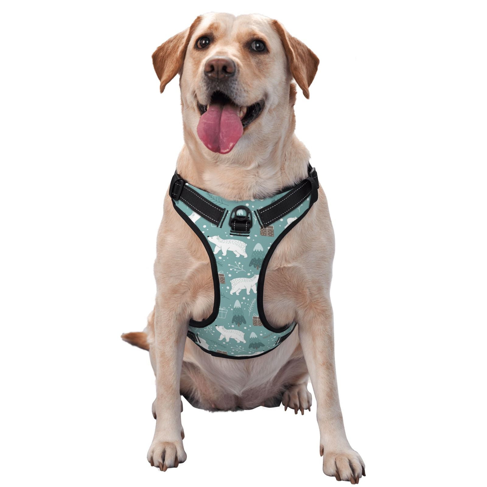 Vsdgher whiter Snow bear Print Dog Harness, No-Pull Pet Harness, Dog Vest, Pet Vest for Small to Large Dogs-Large