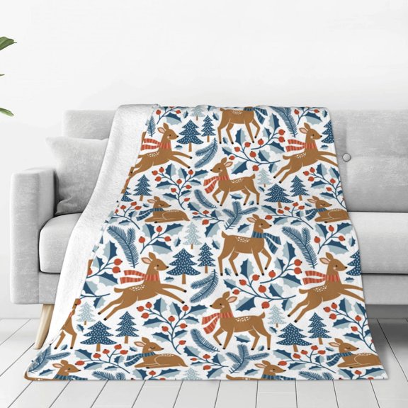 Vsdgher winter Scarf deer Ultra-Soft Micro flannel Blanket Throw Blankets for Couch Sofa, Bed (4 sizes)-40"x30"