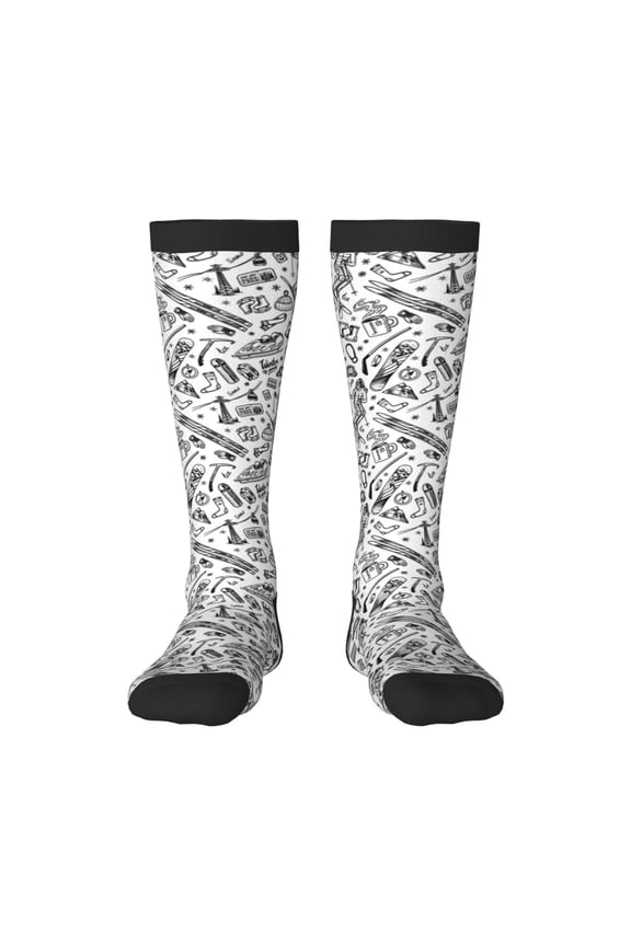 winter Ski Element Knee Socks, High Socks Long Stretchy Sock Women Knee High Stocking, Long Socks for Women