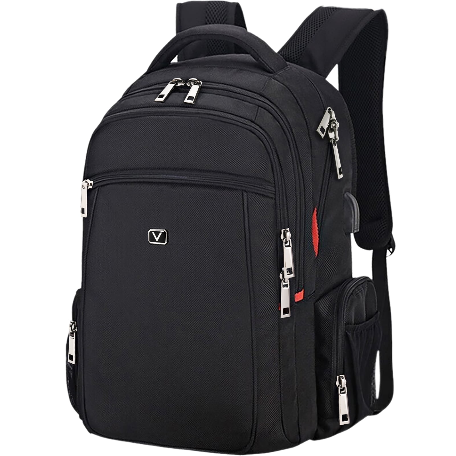 Laptop Backpack for Men, Business Computer Backpack Travel Daypack with USB Charging Port, 15.6 Inch College School Book Bag, Anti Theft, Water Resistant, Black