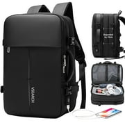 Vsearch Travel Backpack for Men Women, Expandable TSA Approved Carry On Backpack fits 15.6 inch Laptop with USB Charging Port, Anti-Theft Luggage Backpack Business Weekender Bag, 40L, Black