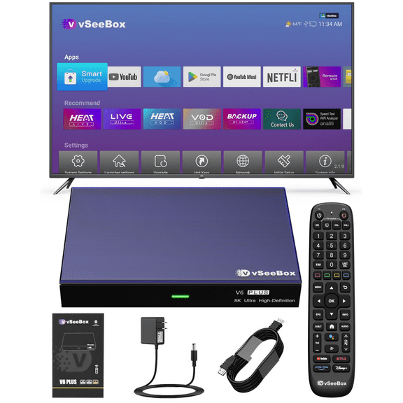 Vsee Box Voice Remote with Vseebox Set for 6K HD, Wi-Fi 6