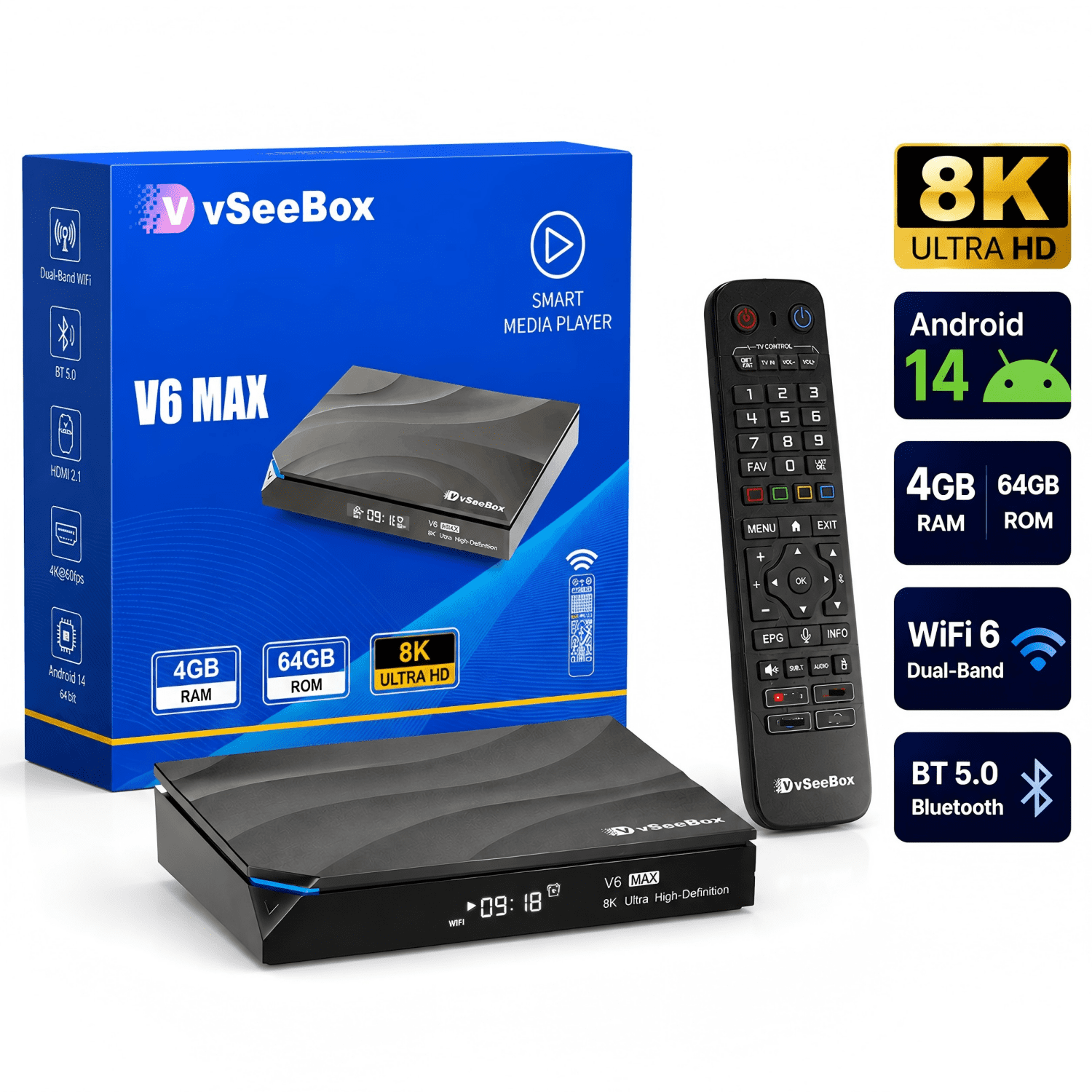 VseeBox V6 Max 2026 New Max Version Kit with HDMI CableWith Remote ...