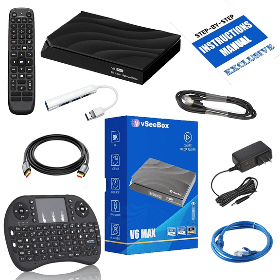 V6 Max VseeBox 2026, 8K HDR 10 Streaming,Gaming Media Player | 4GB 64GB, Dual Band WiFi 6