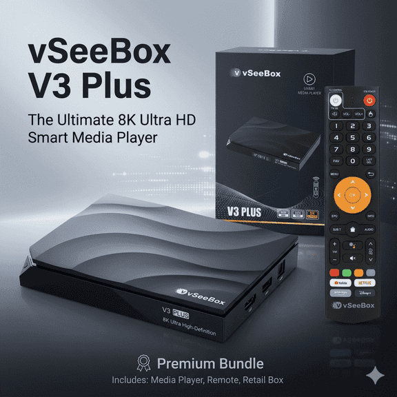 Vseebox V3 Plus Android 11 4GB RAM 64GB Storage 8K Ultra HD Streaming Media Player