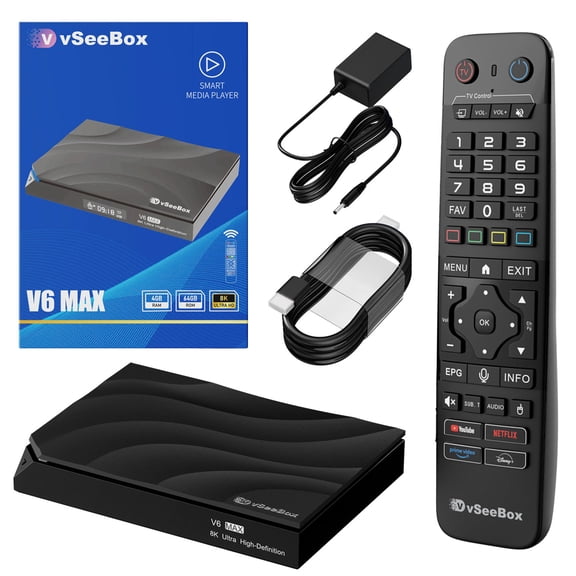 Vseebox V6 Max TV Box with Android 14, 4GB RAM 64GB Storage