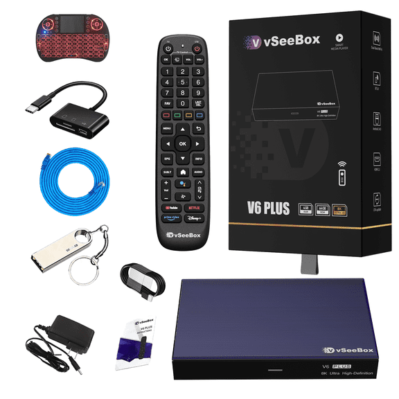 Vseebox V6 Plus Version Voice Control, 8K HDMI, Android 14, 4GB RAM, 64GB