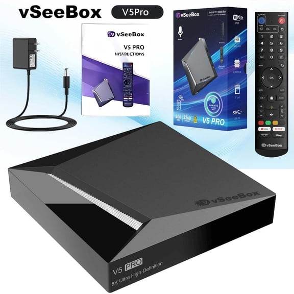 Vseebox v5 pro 2026 - 4GB RAM & 32GB Storage, Voice Control, HDMI&Ethernet