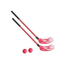 Vsenkes 2 Pieces Floor Hockey Sticks Indoor for Children Boys Girls Red