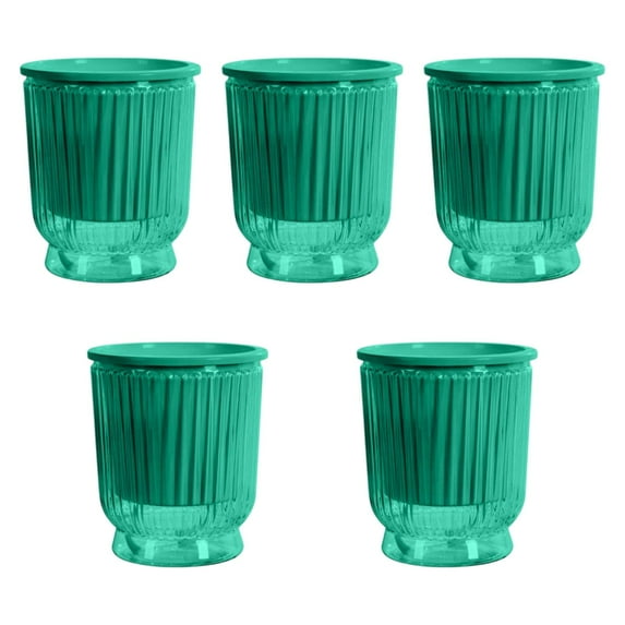 Vsenkes 5 Pieces Self Watering Plant Pots Desk Planters for Restaurant Balcony Patio Green 12x14.5cm