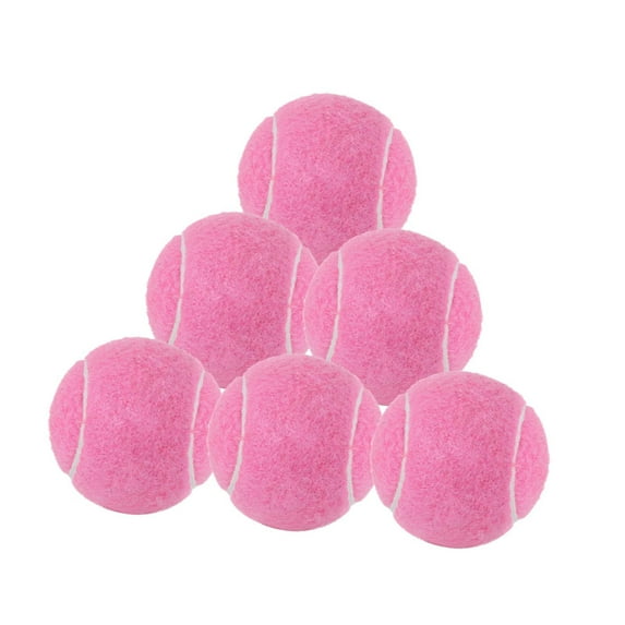 Vsenkes 6Pcs Tennis Balls Practicing Workout Wear Resistant for Games Outdoor Indoor Pink
