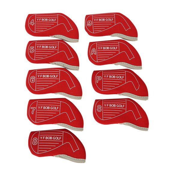 Vsenkes 9Pcs Golf Iron Head Covers Golf Club Headcover for Golf Games Golfer Outdoor Red