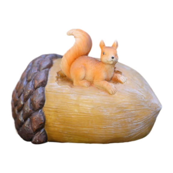 Vsenkes Animal Figurine Resin Craft Miniature Spare Key Box for Flower Bed Lawn Pond Squirrel 13.7x9x9cm