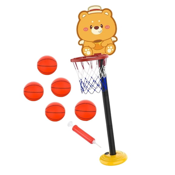 Vsenkes Basketball Hoop Set for Kids Basketball Net for Dribbling Practice Boys Yard Yellow