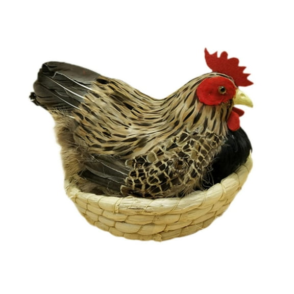 Vsenkes Chicken Simulation Model Outdoor Decor Garden Statue for Kitchen Garden Farm with Basket