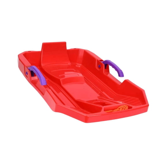 Vsenkes Children Downhill Toboggan Snow Sled with Brake 24.6inch Long with Pull Rope Red