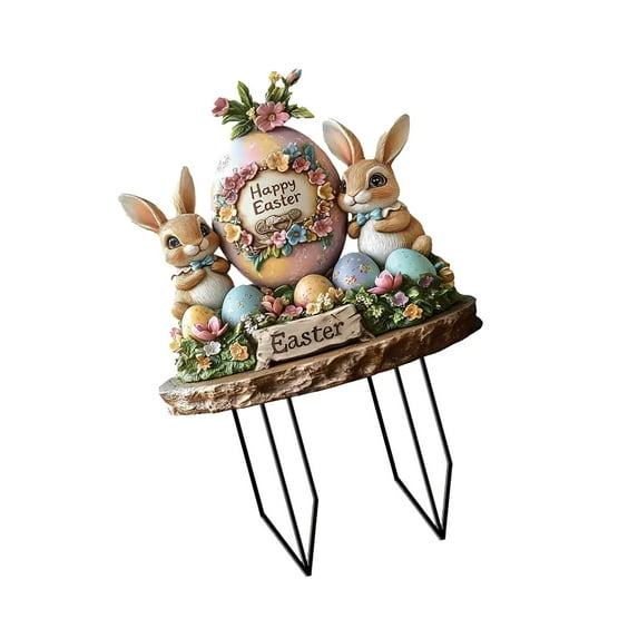 Vsenkes Decorative Garden Stakes Decoration Bunny Statue for Outdoor Backyard Garden B