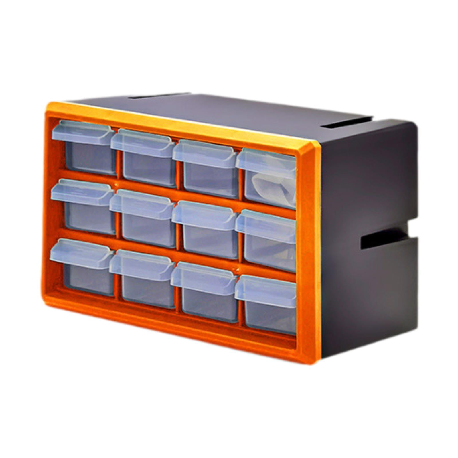 Vsenkes Drawer Storage Cabinet Multi Grid Bead Case Compartment Organizer for Family Orange 12 small grid