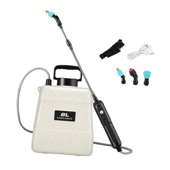 Vsenkes Electric Sprayer Cleaning Water Sprayer Bottle for Outdoor Household Orchard 8L White