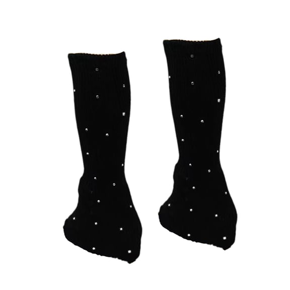 Vsenkes Figure Skating Leg Warmers Decoration with Rhinestone for Dance Workout Black
