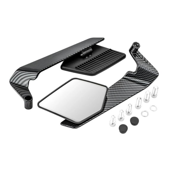 Vsenkes Generic Motorcycle Rearview Mirrors Universal Foldable Wind Wing Side Mirror Black Gray