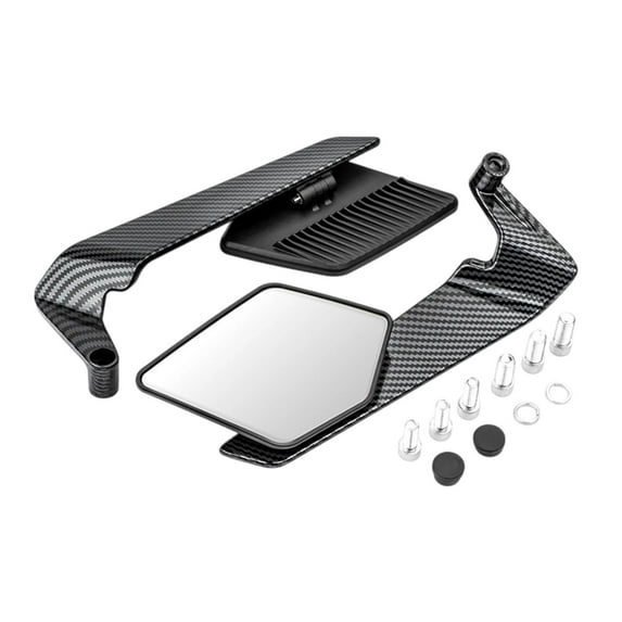 Vsenkes Generic Motorcycle Rearview Mirrors Universal Foldable Wind Wing Side Mirror Black Gray