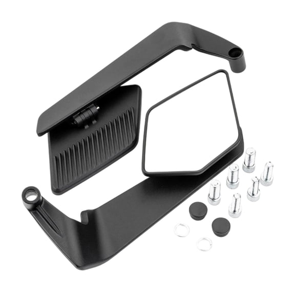 Vsenkes Generic Motorcycle Rearview Mirrors Universal Foldable Wind Wing Side Mirror Black White