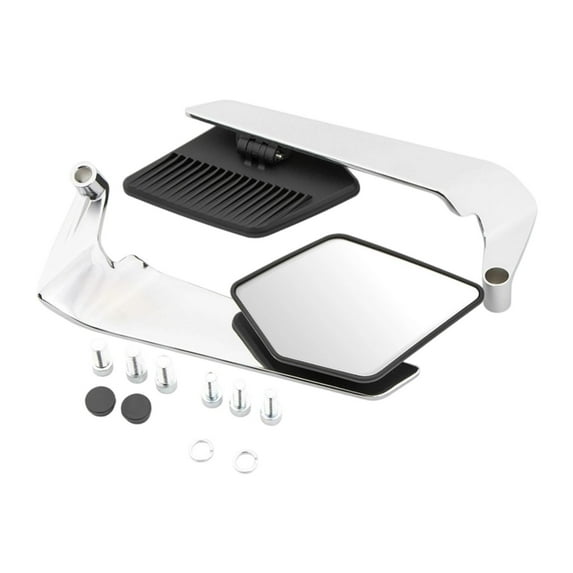 Vsenkes Generic Motorcycle Rearview Mirrors Universal Foldable Wind Wing Side Mirror Silver