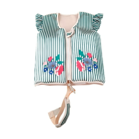 Vsenkes Kids Swim Vest Boys Girls Swim Jacket for Beach Playing Green Stripes