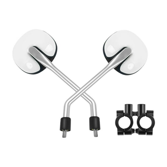 Vsenkes Mountain Bike Mirror Set Side Mirrors Waterproof Drop Resistant Back Mirror Round Mirrors for Bike Modification White