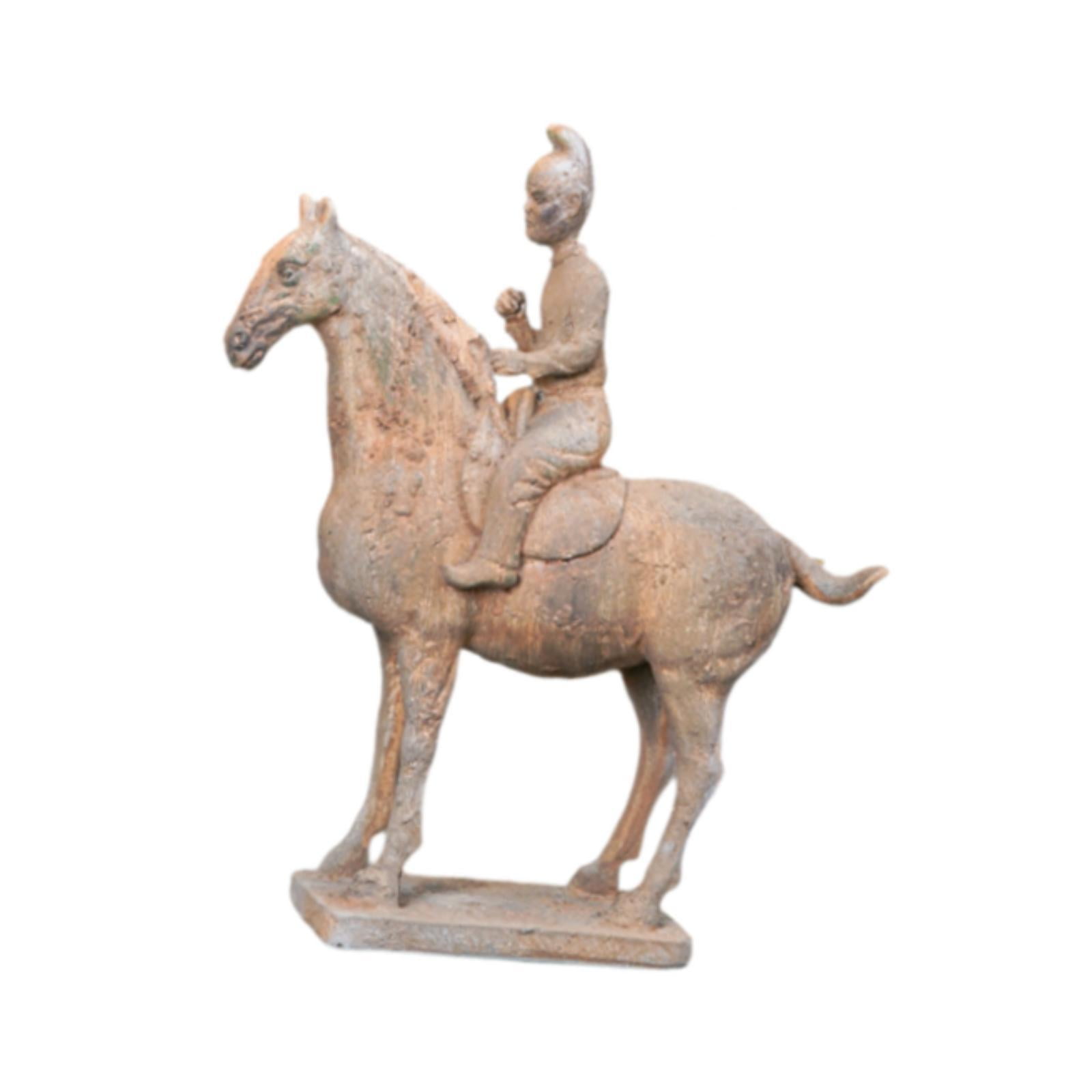 Vsenkes Pottery Horse Riding Figure Ornament Bookcase Figurines for