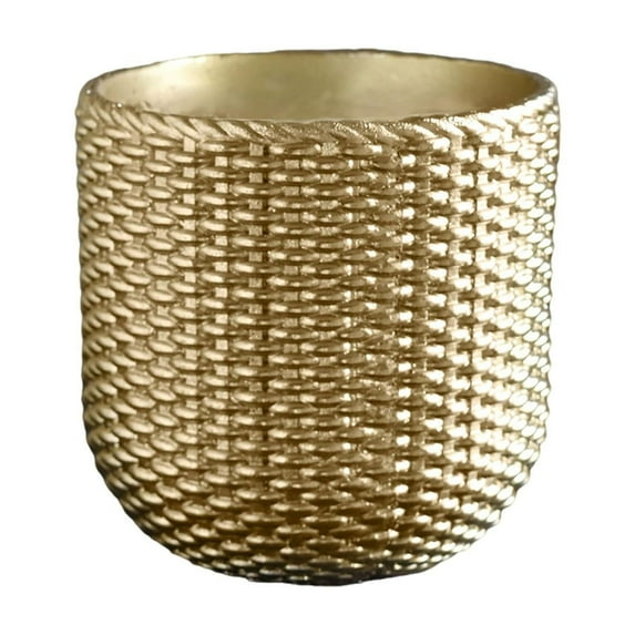 Vsenkes Resin Flower Pot Small Flowerpot for Indoor Outdoor Plants Garden Windowsill Gold