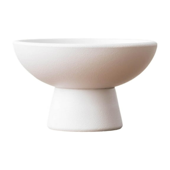 Vsenkes Round Ceramic Flowerpot Decorative Flower Bowl for Bookshelf Patio Farmhouse White