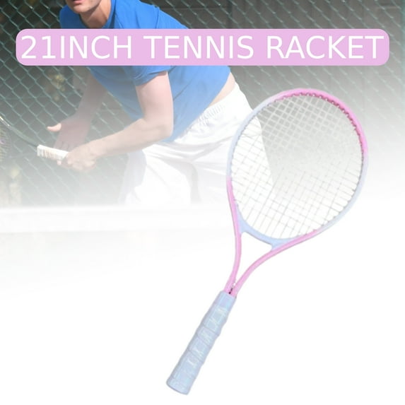 Vsenkes Tennis Racket Nonslip Grip High Strength Nylon Strings for Park Beach Garden Pink White