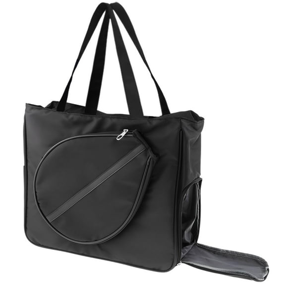 Vsenkes Tennis Tote for Women and Men Stylish Lightweight Tennis Racket Shoulder Bag Black