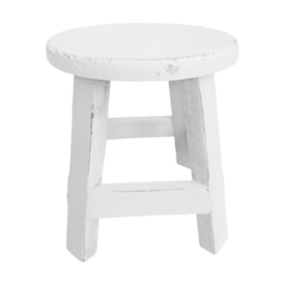 Vsenkes Wooden Stool Plant Stand Round Planter Holder for Office Living Room Desktop White