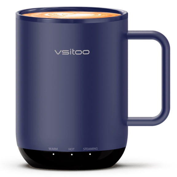 Vsitoo S3 Plus 14 oz Heated Coffee Mug – Smart Mug with App & Button Control, Electric Coffee Mug with 2–4H Battery, Ideal for Hot Drinks at Home, Office, or Gift Use, Blue