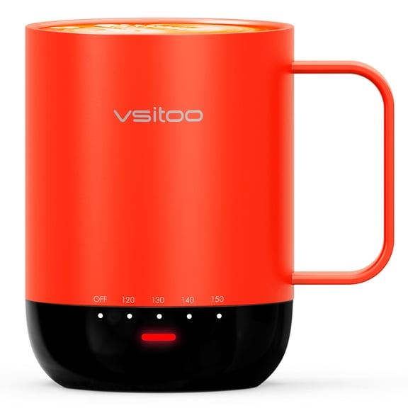 Vsitoo S3 Pro 14 oz Smart Mug – Self Warming Electric Mug, Heated Coffee Mug with App & Button Control, Ideal for Hot Coffee at Home, Office or Travel–Red