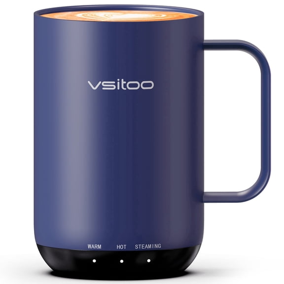Vsitoo S3 Ultra 20oz Self-Heating Coffee Mug, Smart Temperature Control Mug with Rechargeable Warmer Base, Blue