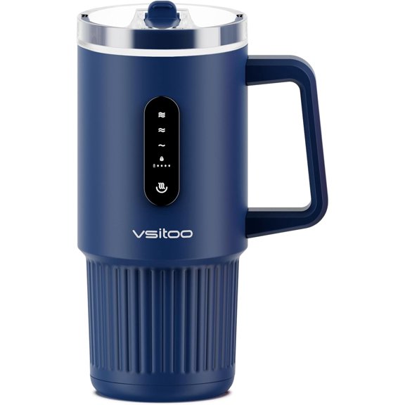 Vsitoo S5 Pro 25oz AI Auto-Sensing Self Heating Coffee Mug with Touch Screen Display, Heated Tumbler Cordless Rechargeable 120-150℉, 3-Temp Mug Warmer, Gift for Women Men -Blue