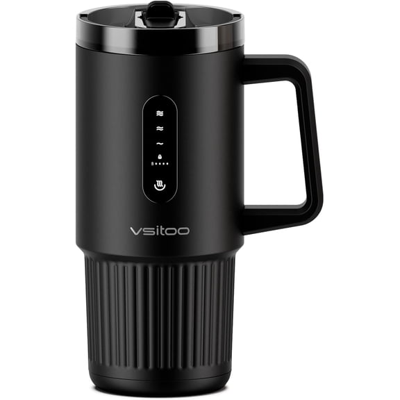 Vsitoo S5 Pro 25oz AI Auto-Sensing Self Heating Coffee Mug with Touch Screen Display, Heated Tumbler Cordless Rechargeable 120-150℉, 3-Temp Mug Warmer, Gift for Women Men -Black