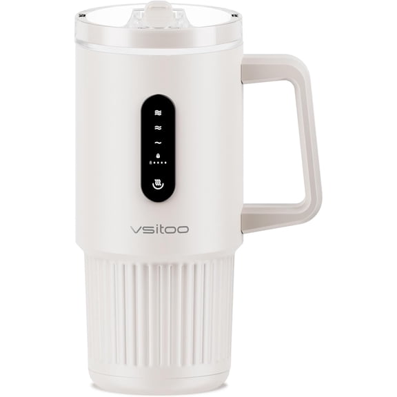 Vsitoo S5 Pro 25oz AI Auto-Sensing Self Heating Coffee Mug with Touch Screen Display, Heated Tumbler Cordless Rechargeable 120-150℉, 3-Temp Mug Warmer, Gift for Women Men -White