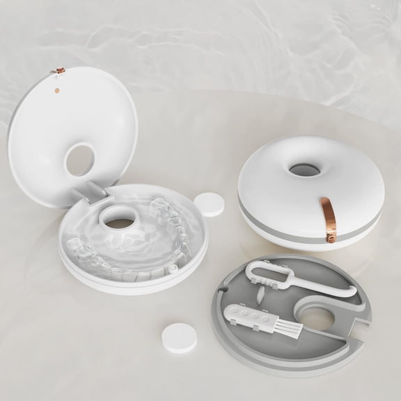 Vsontor Double Layer Retainer Case,Aligner Case, Retainer Holder With Remover Tool And Cleaning Brush With Vent Holes Compatible With Aligner Case, Retainer Case,Orthodontic Supplies Case White