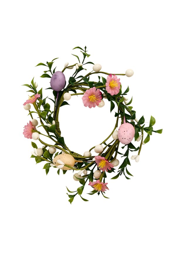 Easter Egg Candle Rings Table Centerpieces Spring Candle Wreath Decorations Artificial Berry Forsythia Flowers Cabinet Wreath For Home Kitchen Door Table Decor Multicolor 6Inch