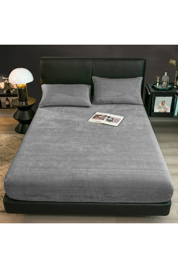 Elegants Luxuriously Soft 3-Piece Velvet Flannel Sheet Set - Quality - Cozy Warm-Antis-Statics- Non Pilling Fuzzy Velvet Flannel Fleece Gray